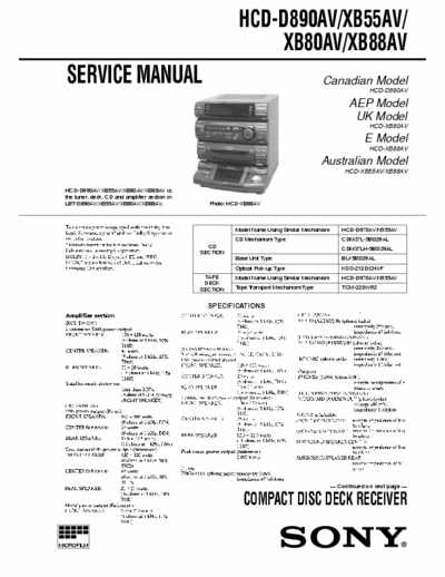 Sony corp. HCD-D890AV_XB55AV_XB80AV_XB88AV service manual